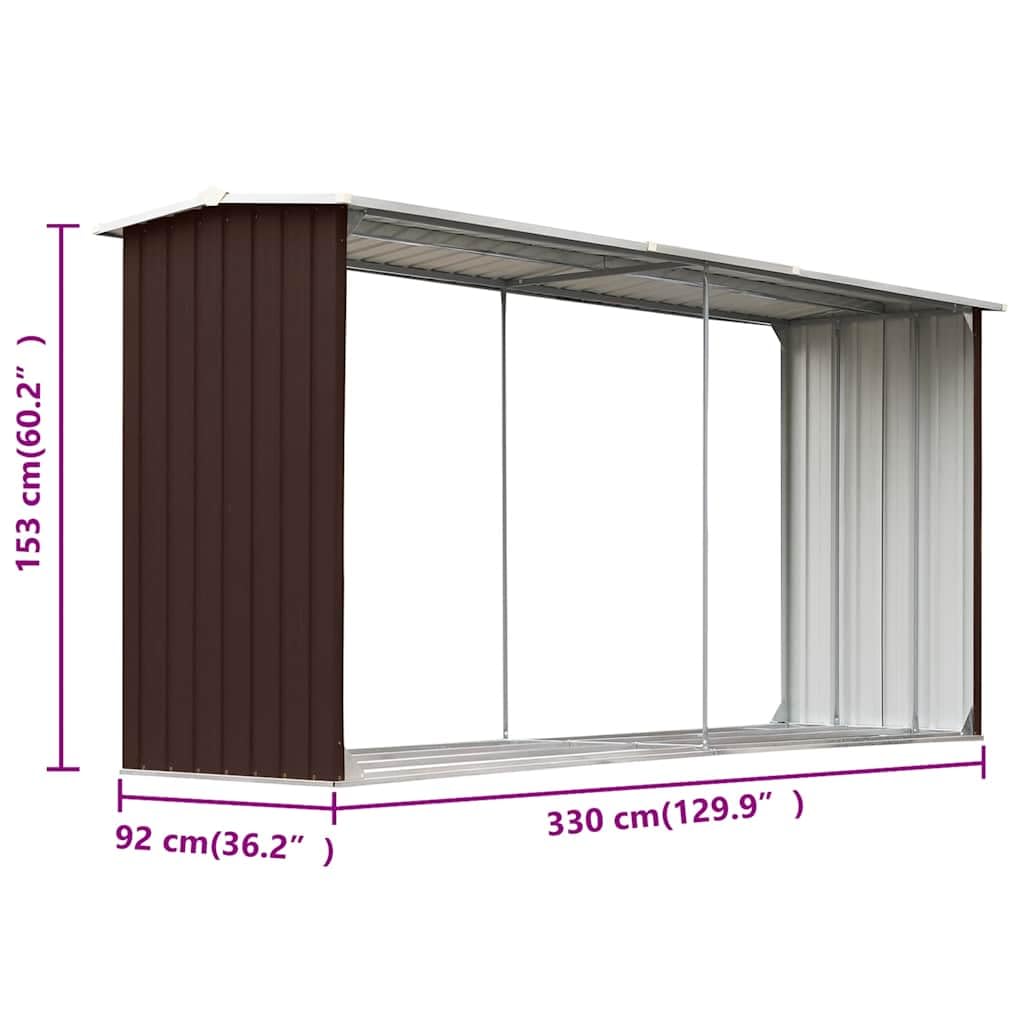 Genérico Casetilla para leña Acero galvanizado marrón 330x92x153 cm,Casa y jardín,Accesorios para hornos de leña y chimeneas,Accesorios para Bolsas y Soportes de leña-47087