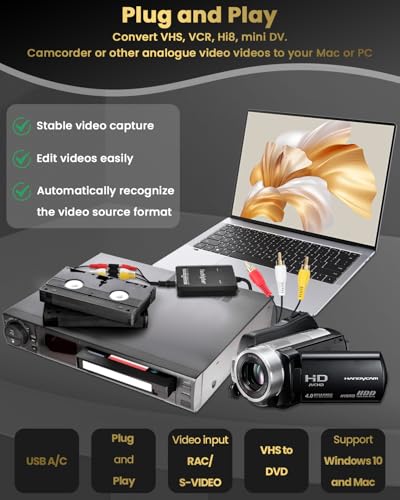 Convertisseur VHS vers numérique et adaptateur RCA vers HDMI pour VCR DVD