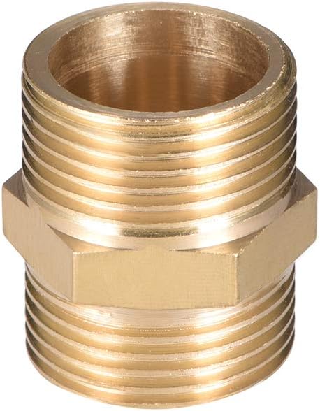 sourcing map Brass Male to Male Straight Pipe Hex Fitting G3/4 x G3/4 Thread Connector