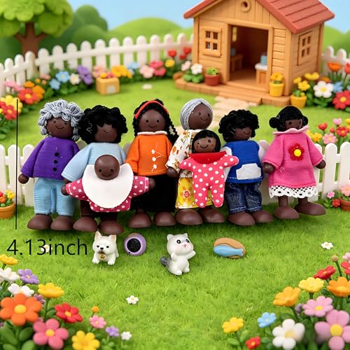 Set de 12 figuras de familia de madera para casa de muñecas miniatura 2