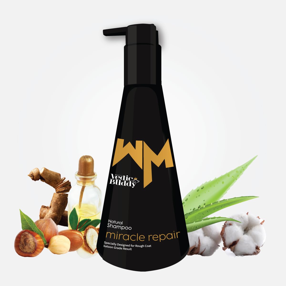 Vedic Buddy Miracle Repair Natural Dog Shampoo | All-Natural & Hypoallergenic Formula | Best Dog Shampoo for Hair Fall Control & Sensitive Skin | Chemical-Free Organic Pet Grooming Solution (250ml)