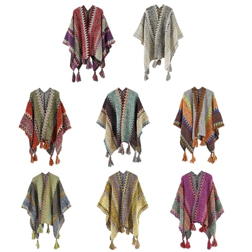 Écharpe poncho avec devant ouvert chaud et pull d'hiver drapé haut de gamme - 3