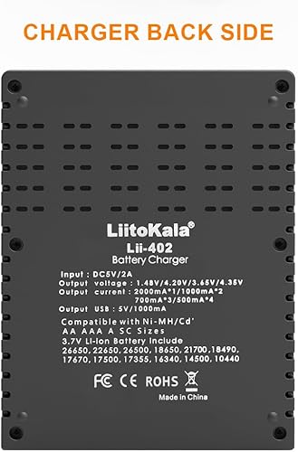 Miniatura 9 de Cargador de batería USB 18650 de 4 bahías con luz LED, cargador de batería universal para 3.8 V 3.7 V IMR 18650 26650 RCR123A 14500 16340 LiFeO4