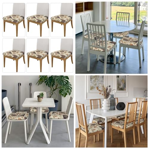 Housses de chaise de salle à manger lot de 6 extensibles et lavables motif nature pour cuisine - 3