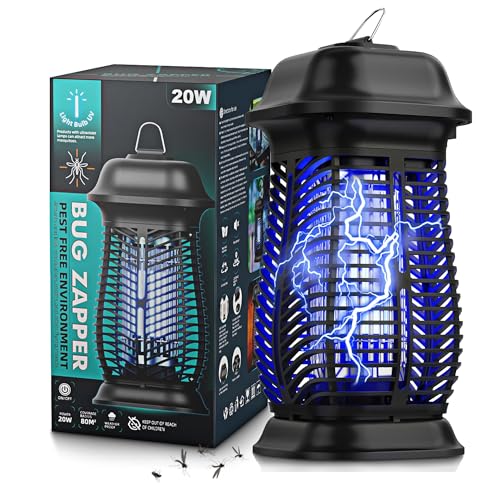 Bug Zapper Outdoor, Fly Traps for Indoors with Powerful 20W Bulb