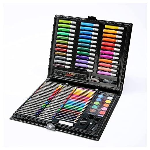 MKNZOME Juegos de Dibujo Estuche Colores Niños,150 Piezas Maletin Pinturas para Niños con Lápices de Colores, Marcadores, Pinturas de Acuarela, Crayones, Pastel de Acuarela, Pincel