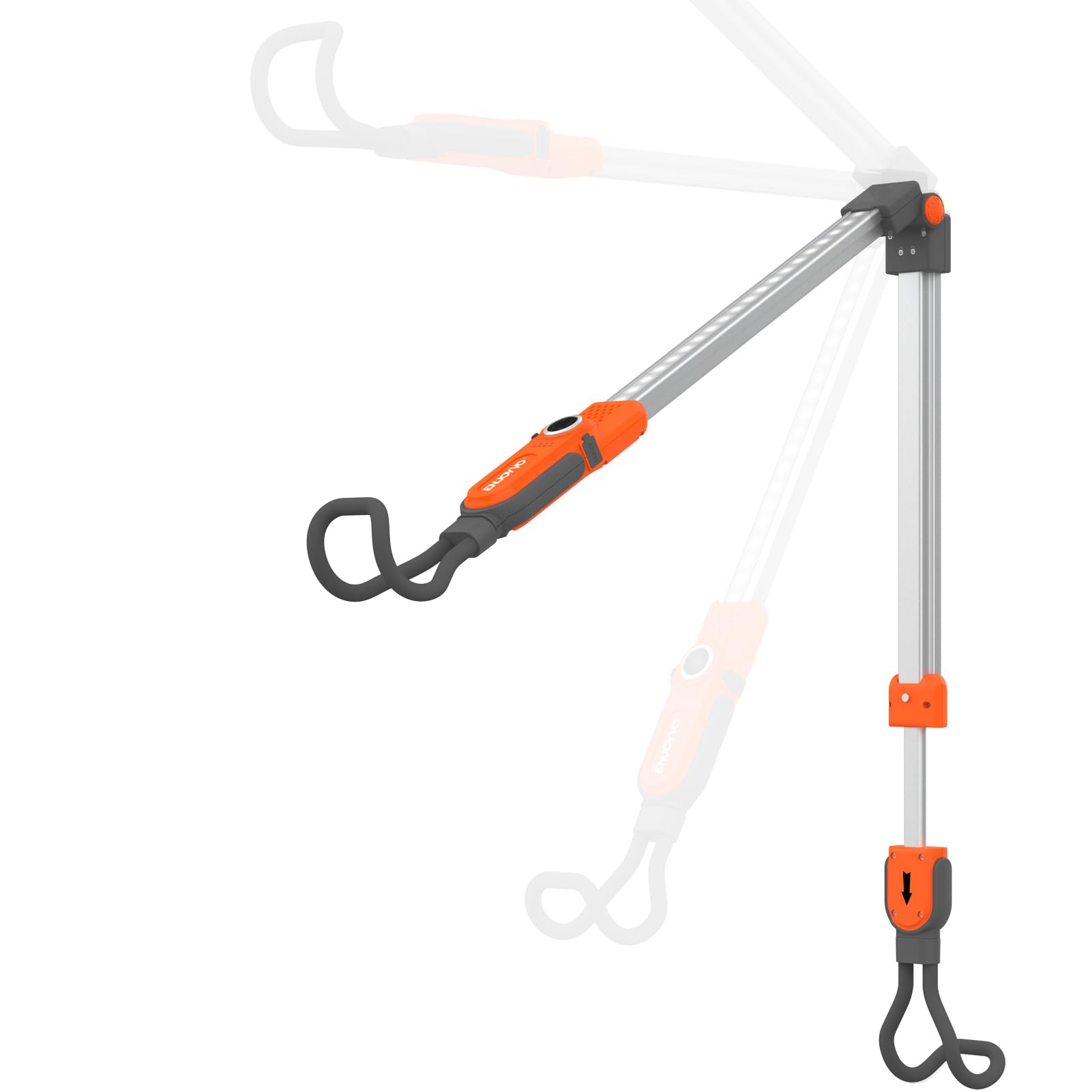 Luce da lavoro ricaricabile da 2300 lumen, barra luminosa a LED pieghevole con 3 livelli di luminosità, batteria esterna da 6000 mAh, impermeabile IP65, ganci telescopici per riparazione auto e garage