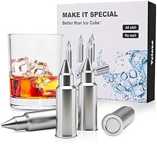 Velaze Whiskey Stones Diamond Shaped Set of 8 - High Cooling Technology, Reusable Ice Cubes, Stainless Steel Whiskey Ice Cubes - Whiskey Rocks with Freezer Storage Tray and Ice Tongs
