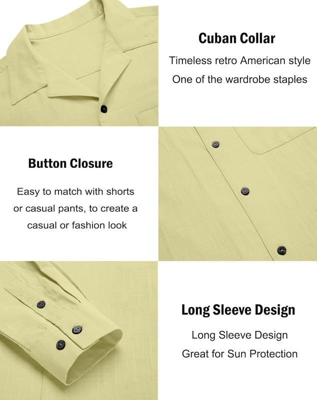 Image of Combo of Men's Casual Cotton Blend Shirt || Long Sleeve Button Down with Spread Collar | Lightweight Breathable Fabric | Stylish Solid Shirt for Beach, Office & Everyday Wear Pack of 2