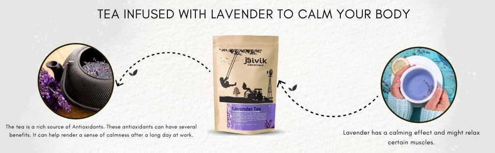 Image of Jaivik Uttarakhand - Lavender Flowers Buds Tea (50 g), Sun Dried Flowers, Lavandula Angustifolia, Blood Pressure, Pack of 1