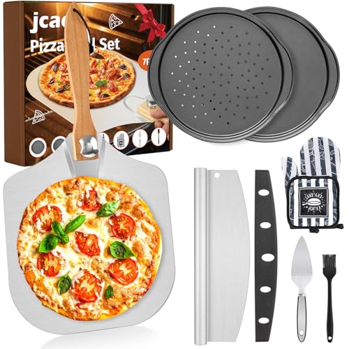 Pizza Peel Pizza Pan Set, 7Pcs Pizza Oven Accessories, 12 In...