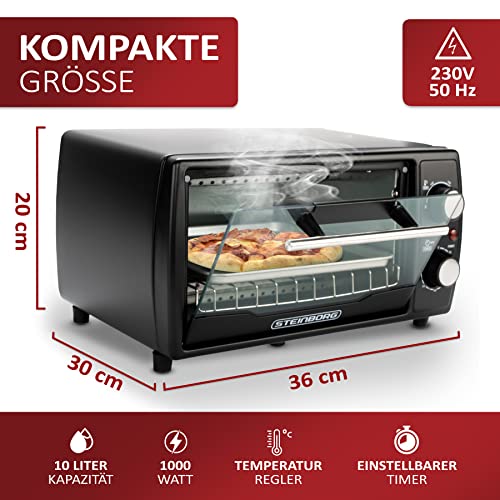 Foto von Ecosa Mini Backofen | 1000 Watt | 10 Liter | inkl. Backblech und Grillrost | Pizzaofen | 90°-230°C | 60 min. Timer | aufklappbares Krümelblech | Minibackofen | Backofen | Kleiner Backofen
