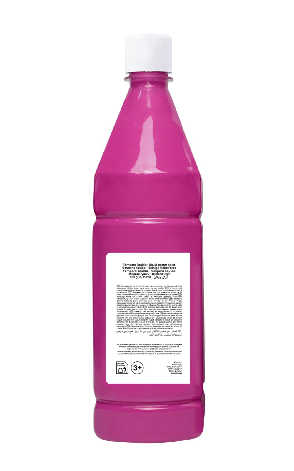 Jovi 511 - Témpera líquida, Magenta, 1000 ml | Pintura a base de ingredientes naturales, Fácil de lavar, Sin gluten