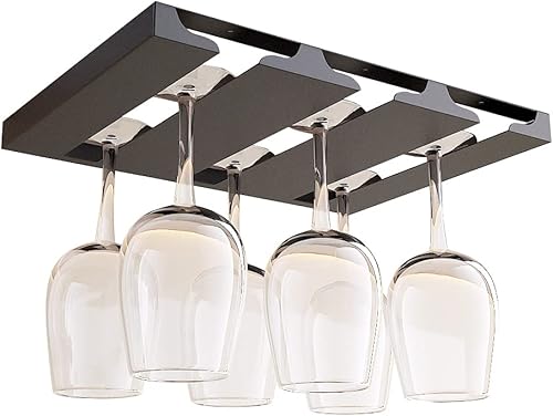 Soporte para copas de vino debajo del estante, estante de acero inoxidable para armario, colgador de almacenamiento de secado de cristalería,