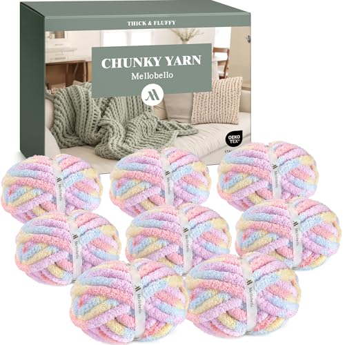 Jumbo Chunky Yarn for Hand Knitting - Super Thick Chenille Chunky Yarn for Crocheting - Extra Soft Bulky Fluffy Blanket Big Yarns 8 Jumbo Pack (27yds,8 oz Each Skein)