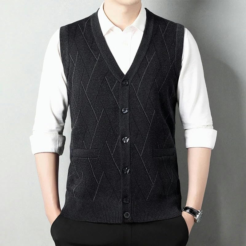 Men's Thickened Casual Sweater Tank Top Autumn and Winter Warm Men's Cardigan Tank Top3