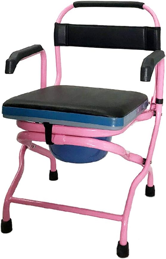 RXBFD Portable Medical Bedside Commode Toilet Chair with Arms, Height Adjustable Folding Shower Chair, for Adult Handicap, Elderly,Pregnant Women