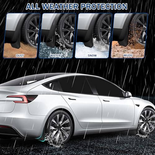 Image of 2025 Upgraded Mud Flaps for Tesla Model 3 Highland (2024 & 2025) - No Drilling, Easy Install Splash Guards - All-Weather Fenders for Tesla Model 3 Accessories