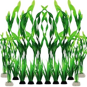 Accessori per acquario decorazioni per acquario piante verdi, PietyPet 20 pezzi verde acquario piante di plastica decorazione