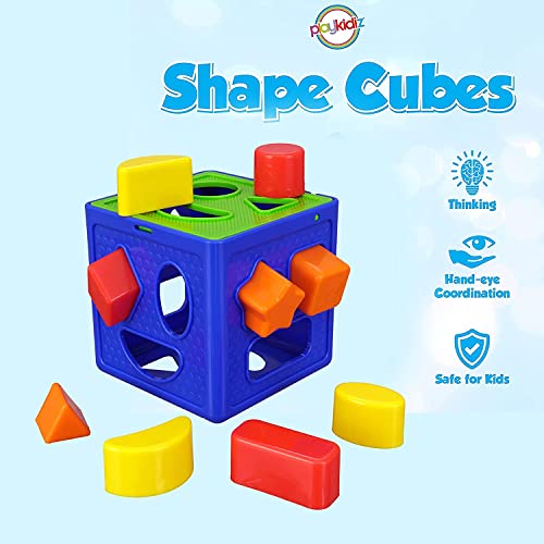 Image of LONGMIRE Plastic Baby and Toddler Baby First's Block Shape Sorter Colors ABCD Shape Toys for 1 Year Old Girl (Multi Color) (Shape SORTER)