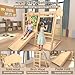 9-in-1 Indoor Jungle Gym, Montessori Indoor Playground for Toddlers,Wooden Climber Set with Swing, Slide, Monkey Bars, Climbing Neting, Upright Ladder, Climbing Ladder, Rings, Black Board, Dart Board
