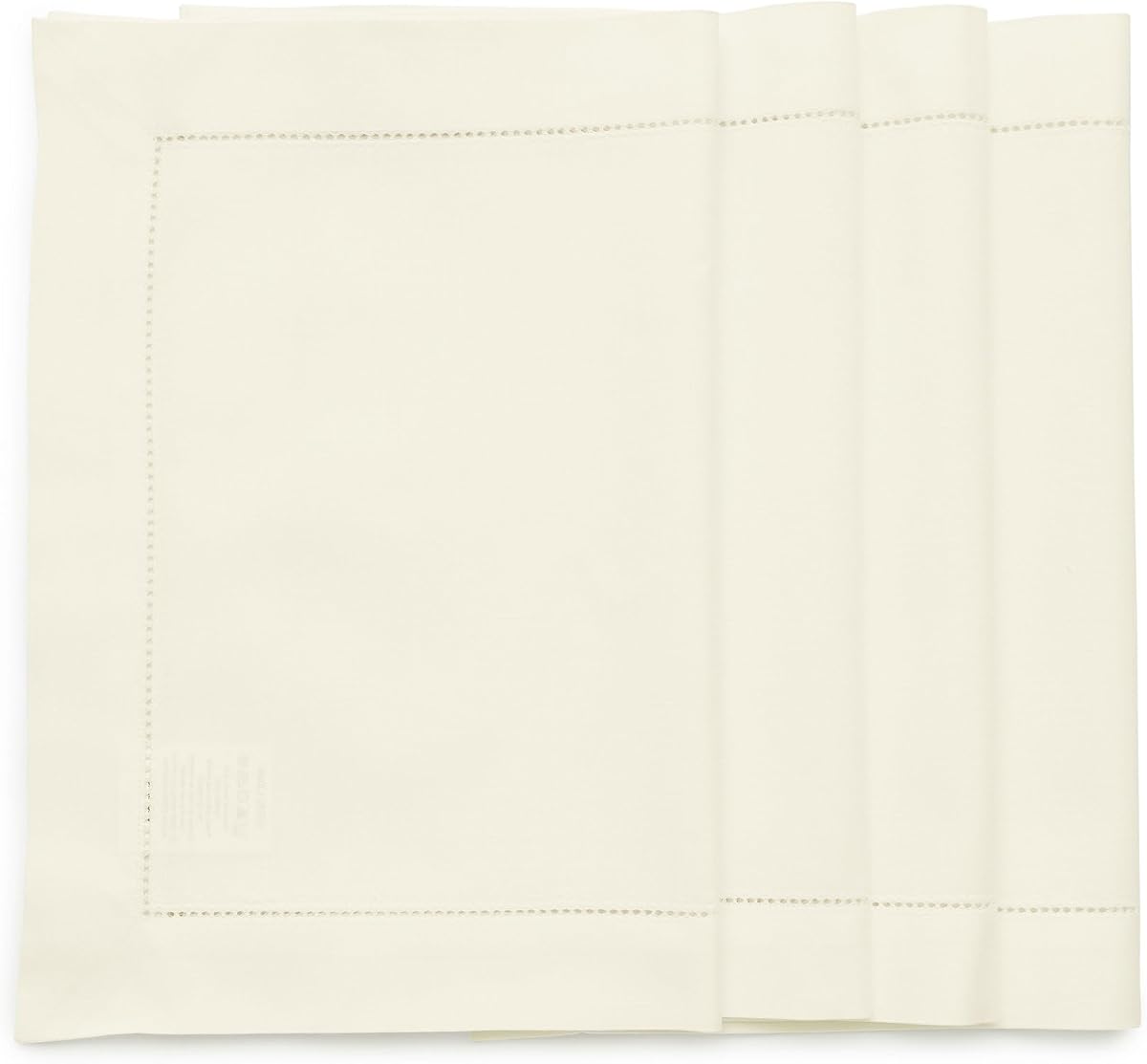 Cotton Linen Placemats Ivory Hemstitch, 14 x 19 in, Set of 4 | define each seat for daily meals and dining, hemstitched border, a thoughtful housewarming gift, Ivory, machine washable