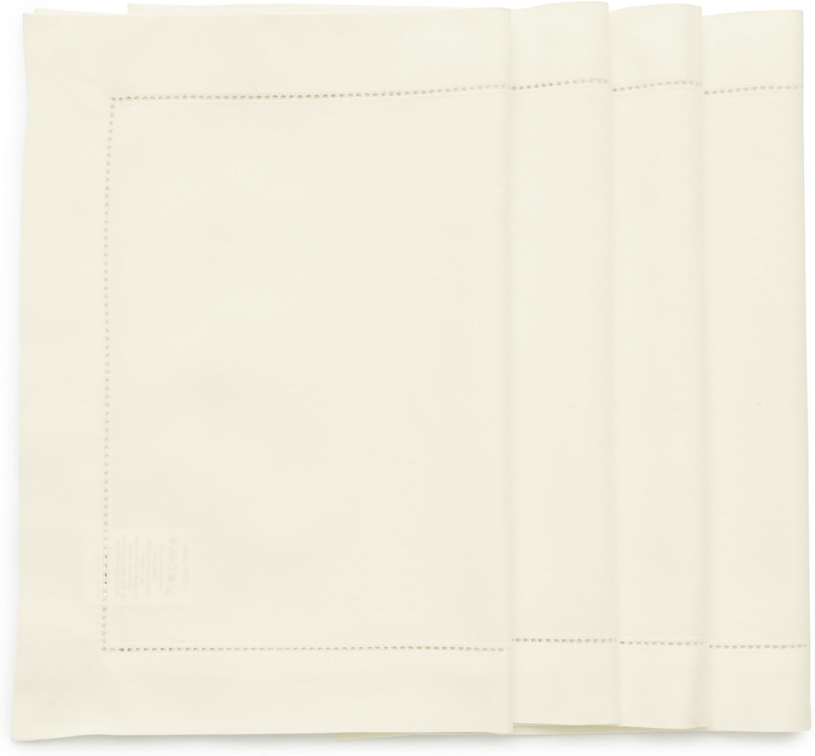 Solino Home Ivory Placemats Set of 4 - Cotton Linen Hemstitch Placemats 14 x 19 Inch for Spring, Easter, Mothers Day