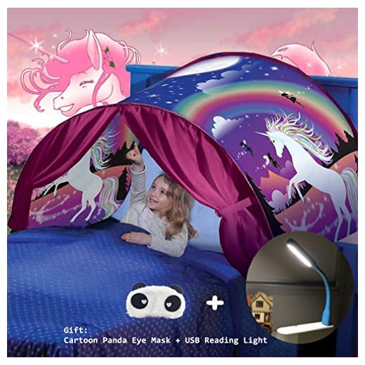 Nifogo Tiendas de ensueño, Carpa de Ensueño Wizard World, fantasía Interior de la Cama Redes de Regalo, Children Cama Tienda de Campaña (Fantasía Unicornio)