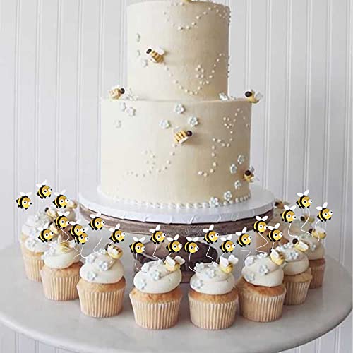 Rsstarxi XM323 30 Pack Bumble Bee Cupcake Toppers Resin Little Figurine Bee Cupcake Picks Oh Babee Cake Decorations thumb #4