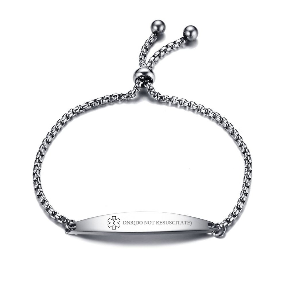 CL Stainless Steel Addisons Medical Alert ID Sos Emergency Link Identification Bracelet for Men Women