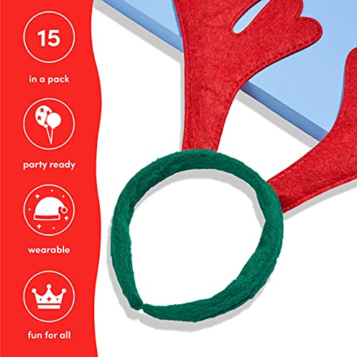THE TWIDDLERS - 15 Haarreif Weihnachten, Rentier für Xmas, Erwachsene & Kinder - Geweih, Kostüm, Kopf Boppers, Weihnachtsverkleidung - 33 x 30cm