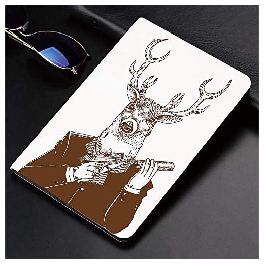 Fodral till iPad (22,7-tums, 2018/2017-modell, 6:e/5:e generationen) Ultratunt lätt smart fodral, modern, ren man i kostym med en pistol mafia humor vilda liv konstnärlig illus, smarta skydd auto vaken/sömn