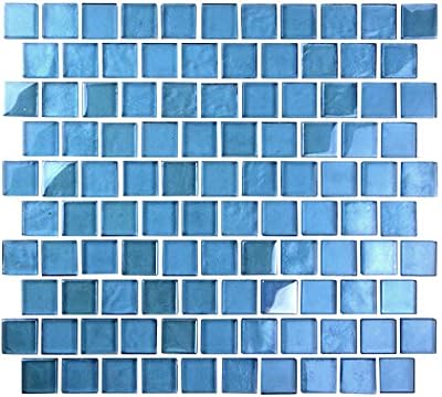Abolos Landscape 12" x 12" Pool Rated Danube Blue Glass Mosaic Backsplash Wall Tile (12 SqFt/Case)