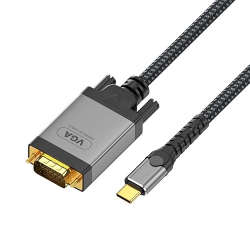 La Brodée USB C to VGA Cable, 2M USB Type-C to VGA Cable Gold Plated Adapter USB-C Port Male to Male Converter for Monitor Compatible with iPhone 15 series, MacBook Pro/Air 2023, iPad Pro, iMac, S23