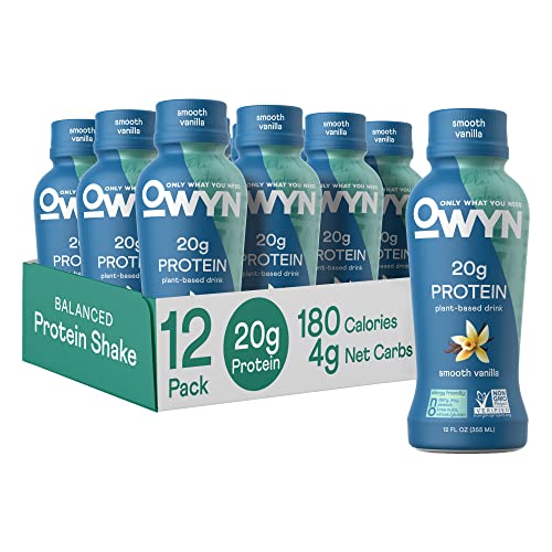 Plant Based Protein Shake, 20G Vegan Protein From Organic Pumpkin Seed, Flax, Pea Blend, Prebiotic Supplement, Superfood Greens, All-In-One Nutrition, Gluten & Soy-Free (Vanilla, 12 Pack) #TOP20