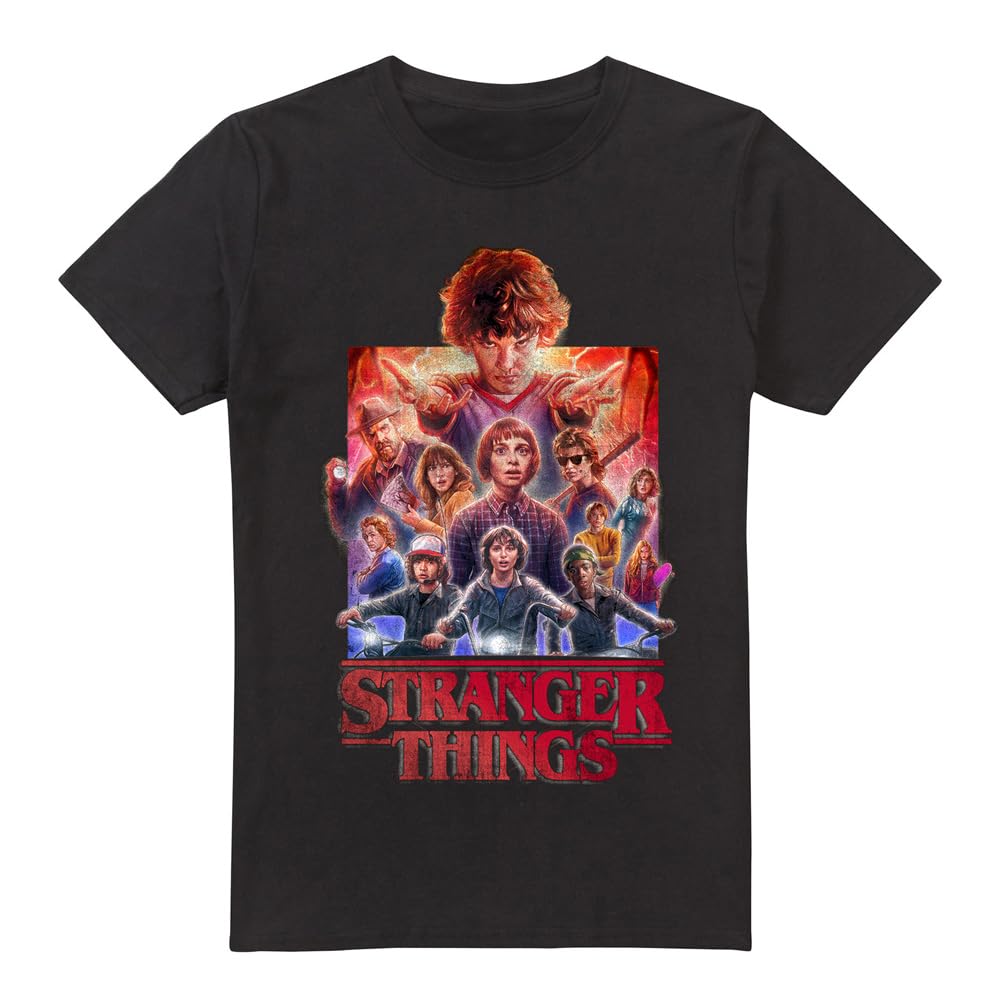 Stranger Things - Group Poster Unisex T Shirt, Black, Medium