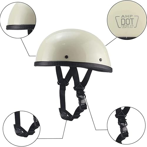 Miniatura 8 de Beanie - Casco de motocicleta de estilo alemán, ultrafino, casco eléctrico pequeño, casco eléctrico pequeño, aprobado por DOT, para hombres y