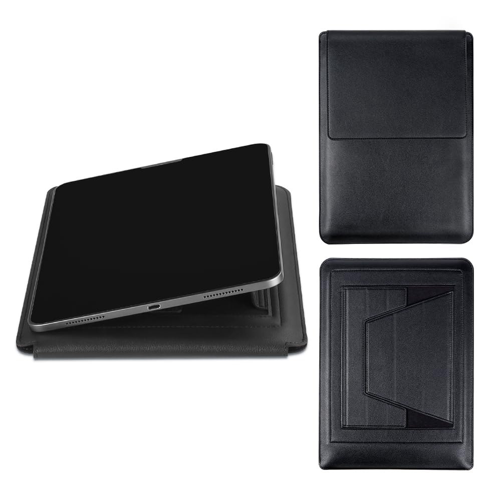 IMMOENUC 13 inch Tablet Sleeve Case Universal Shockproof Water-Resistant Cover with Ergonomic Stand, Built-in Mouse Pad & Slim Lightweight Design for iPad Pro/Air, Surface, Galaxy Tab?Black?