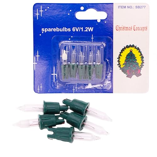 Christmas Concepts® Pack of 4 Clear Push in Spare Bulbs & 1 Fuse Bulb - 6v 1.2w - Replacement Bulbs
