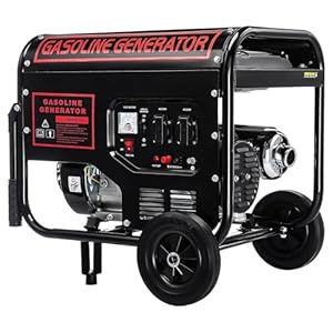 GEARFLOW 3000 Watt Notstromaggregat Stromerzeuger Stromaggregat mit Rädern und Griff, 7, 5 PS Benzinmotor, 4-Takt, 2x 230V, 1x 12V, automatischer Voltregler AVR, Ölmangelsicherung, Tankanzeige