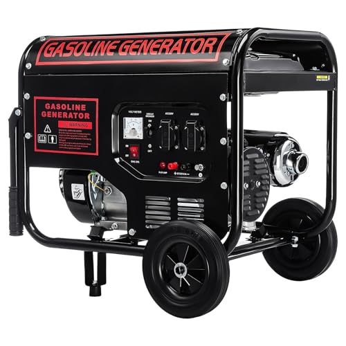 GEARFLOW 3000 Watt Notstromaggregat Stromerzeuger Stromaggregat mit Rädern und Griff, 7,5 PS Benzinmotor, 4-Takt, 2x 230V, 1x 12V, automatischer Voltregler AVR, Ölmangelsicherung, Tankanzeige