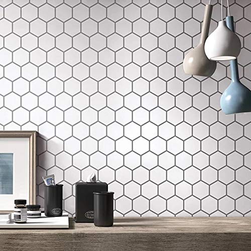 Image of DRONTER 3D Self-Adhesive Brick Wallpaper - PE Foam Wall Panels for Home, Bedroom, Living Room, and Cafe Decor | Easy Peel & Stick DIY Wall Stickers (White Black Line)
