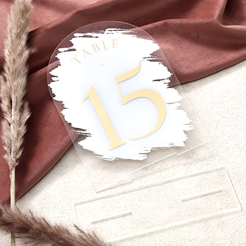 Uniqooo TN57ARCLGDWT15 White Painted Arch Wedding Table Numbers thumb #2