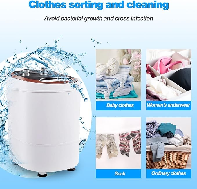 Mini Machine à Laver Portable avec Essorage, Puissance de 240W 220V, Petite Laveuse Capacité 3KG de Linge et Essorage 1,5 KG, Idéal pour Voyages Caravanes et Camping-cars Appartement – Image 4