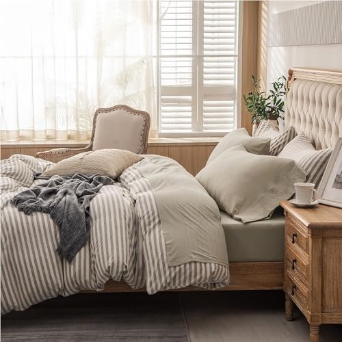 PURE ERA Jersey Knit 3pcs Bed Sheet Set 100% T-Shirt Heather Cotton Super Soft Comfy Breathable Fits Mattress Up to 20" Extra Deep Pocket (Dark Beige,Twin XL)