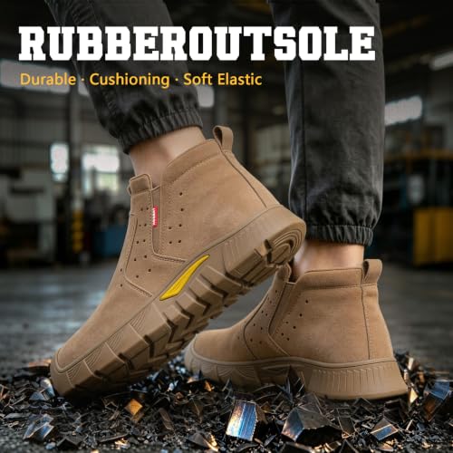 Image of Hogent Steel Toe Work Boots for Men, Slip On Welding Safety Boots