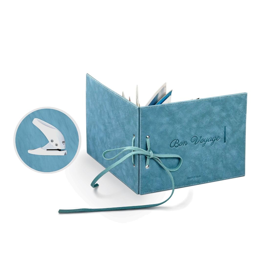 Postcard Album Vegan Leather, Transform Postcards into Postcard Book, Postcard Frame and Postcard Organizer (Bon Voyage)