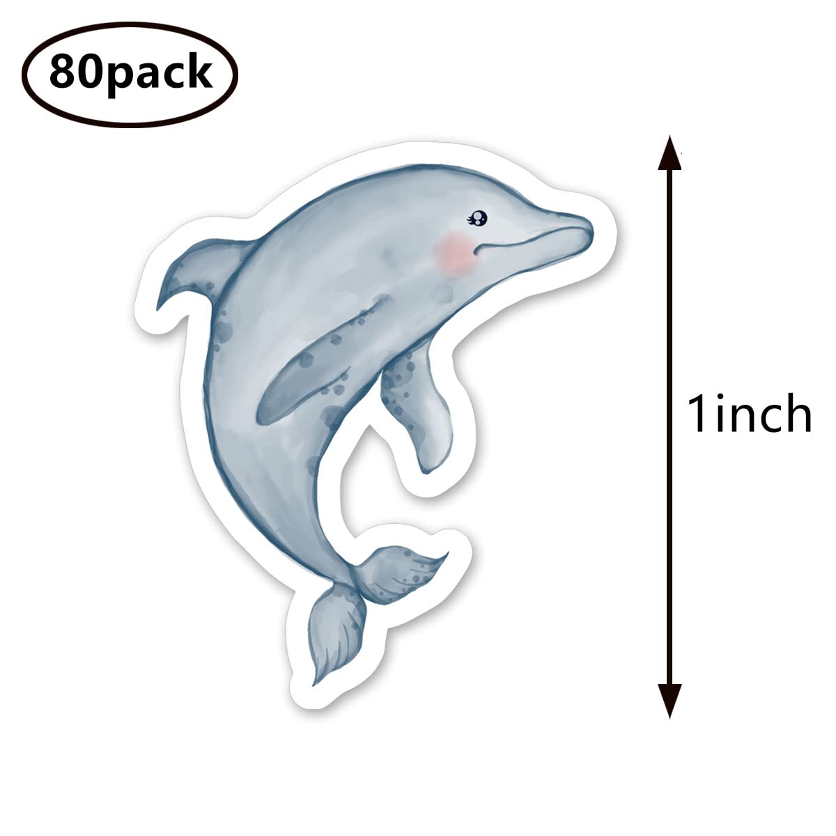 Dolphin Stickers 1in for Scrapbooking, Arts, Craft, Kids DIY, Calendars Sea Animal Labels 80-Pack - Image 2