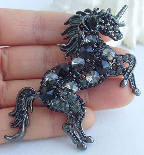 Image of Unique Animal Unicorn Horse Brooch Pin Pendant Austrian Crystal BZ6172