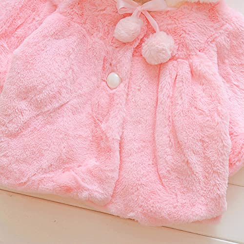Toddler Girls Fleece Hooded Jacket Long Sleeve Bowknot Bunny Cloak Coat Winter Cute Thick Button Outwear3